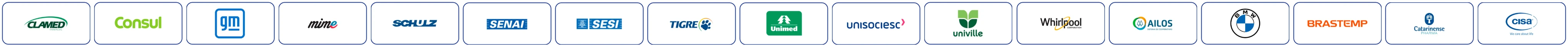 Logotipos de empresas atendidas pela YES Brindes